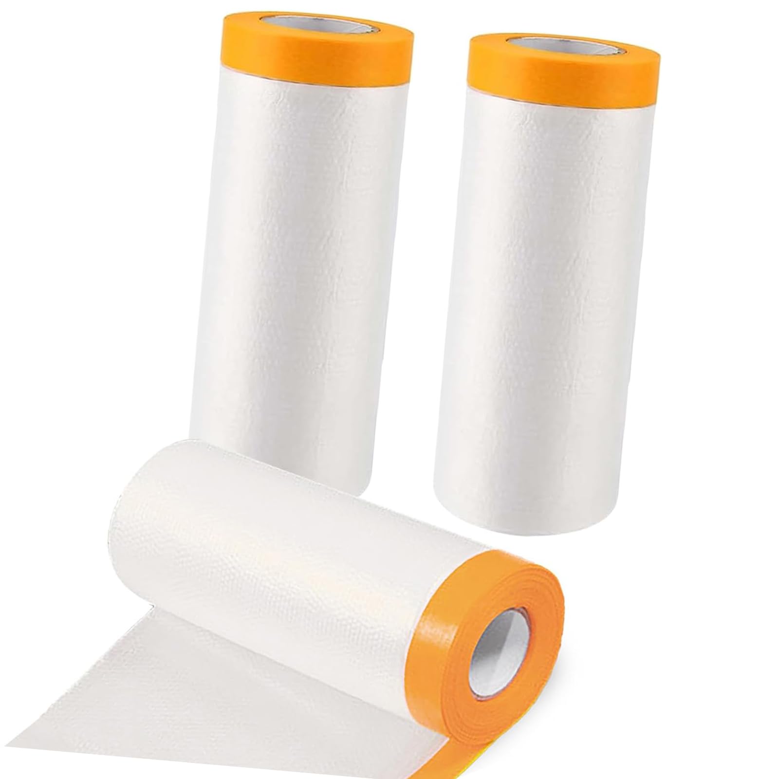 Rollo de enmascaramiento autoadhesivo con cinta integrada para pintar, cubierta de polvo de plástico para muebles, piso, pared, alfombra y protección de automóviles durante proyectos 10 Rolls 4mx20m