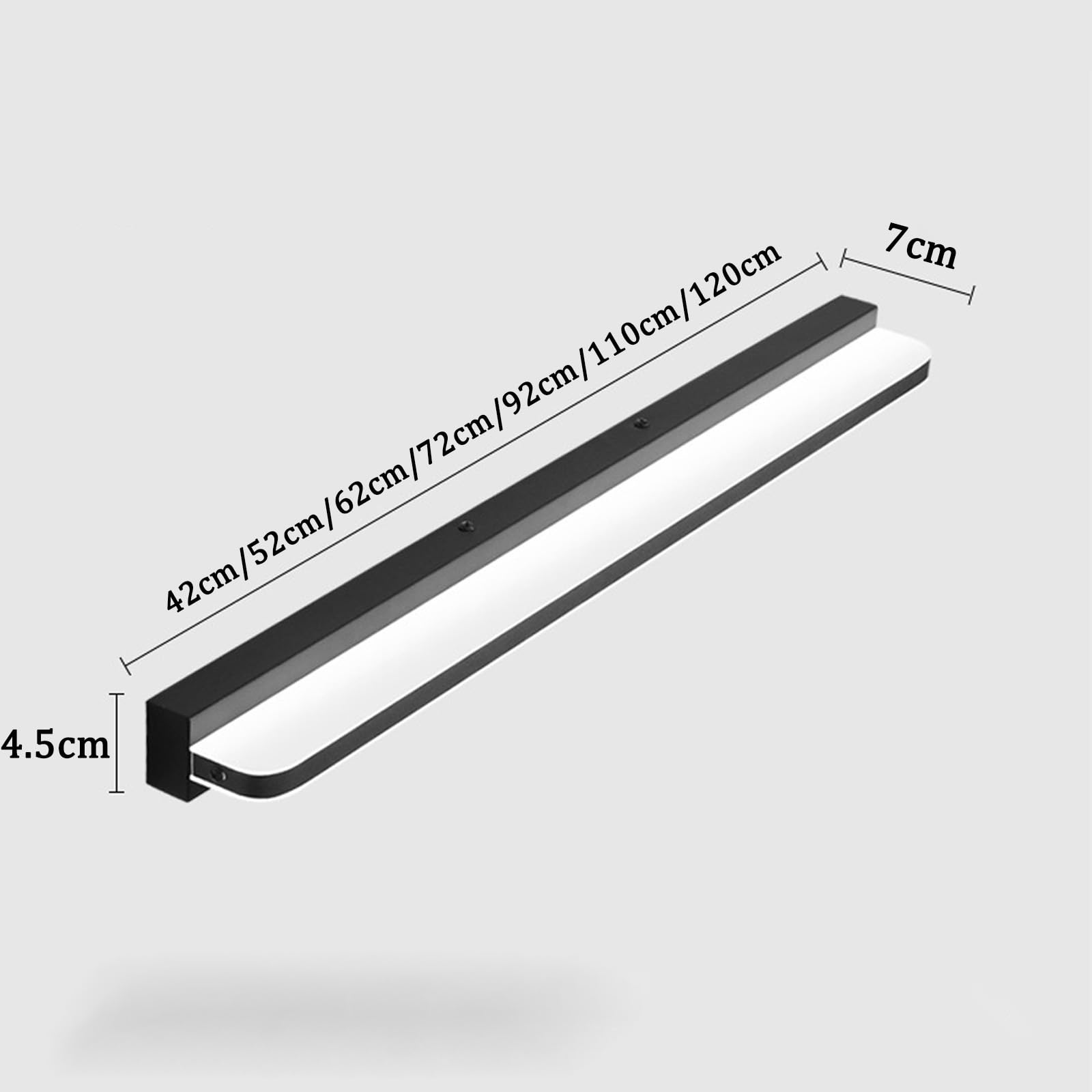 LED Spiegelleuchte Bad Wasserdicht Wandleuchte Modern Minimalistisch Lange Wandbeleuchtung Bildbeleuchtung Metall Wandleuchten Wohnzimmer Schlafzimmer Schminktisch (Weiß Warmes Licht,110cm)