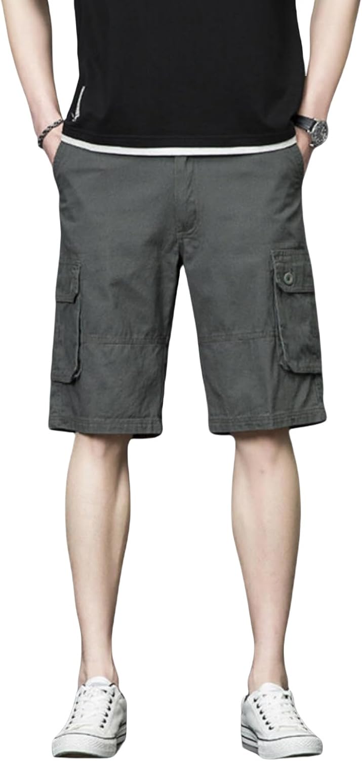 Men's Summer Streetwear Style Loose Fit Cargo Shorts,Outdoor Multi-Pocket Workwear