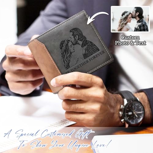 Personalized Wallets for Men Custom Mens Wallet Leather Personalized Photo Wallets Engraved Wallet with Picture Initial Names Customized Gifts for Men Dad Boyfriend Husband Groomsmen4