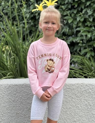 Image of Arshiner Girls Crop Tops Kids Long Sleeve Pullover Sweatshirts Girls Cropped Crewneck Sweatshirt for Teen Girl