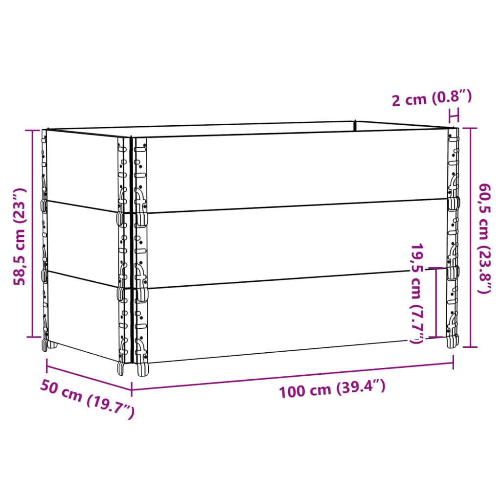 Paretali per Pallet 3pz Grigi 100x50cm Legno Massello di Pino, Commercio e Industria,Movimentazione di Materiali,Pianali di carico e Pallet, 20.4kg-3295372