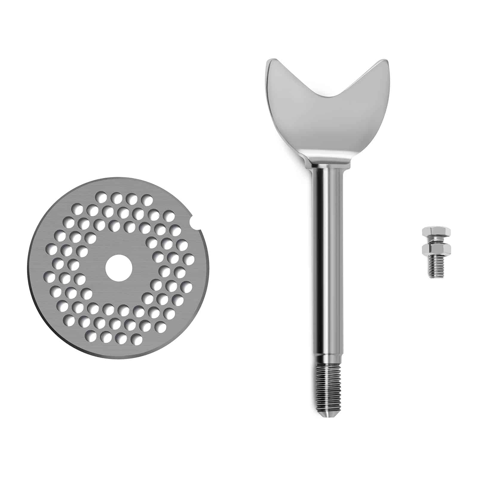Royal Catering Fleischwolf elektrisch Edelstahl 1100 W 480 kg/h inkl. 2 Lochscheiben (Ø 4,5 / 8 mm) + Fleischstopfer Rücklauffunktion Fleischmaschine Hackfleisch-Maschine Elektro-Fleischwolf