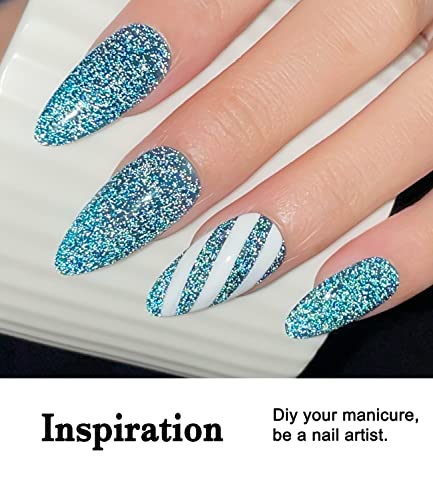 Cosmoo Reflective Gel Nail Polish Reflective Glitter Gel Polish Reflective Diamond Flashing Sparkly Gel Nail Polish (Neon Reflective-0010) #TOP3