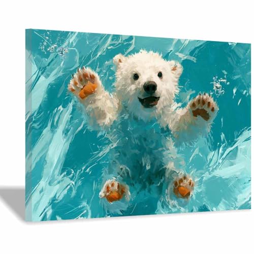 Tableau ours au bain PUQAAEO pour sublimer le décor de votre bureau à domicile