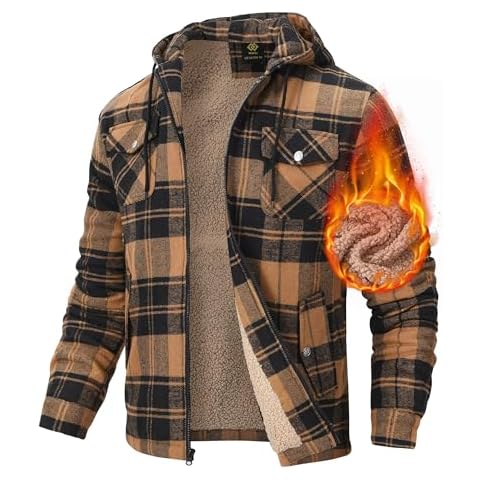 MoFiz Men's Fleece Lined Plaid Jacket Cover