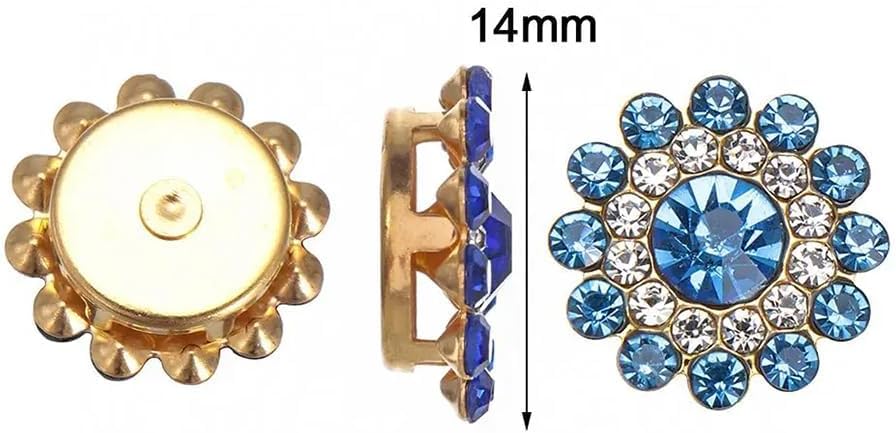 100PCS 14MM Sew on Rhinestones Gems, Flower Gold Claw Rhinestones Glass Crystals Jewelry for Crafting Sewing Clothes Dresses Shoes Belt Decoration Accessories (Mixed Color) - Image 2