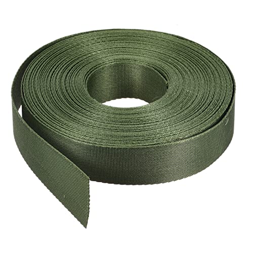 Image of MECCANIXITY Flat Nylon Webbing Strap 1 Inch 15 Yards Dark Green for Backpack, Cargo Strap, Luggage-rack