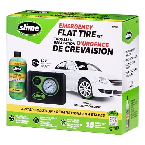 Slime 50057 12V Emergency Flat Tire Repair Kit with TPMS Sealant