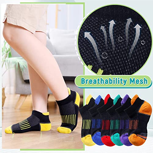 Eyean Boys Athletic Half Cushioned Ankle Socks Kids Cotton Sport Low Cut Socks 6 Pairs (Black, 5-8 Years) #TOP2