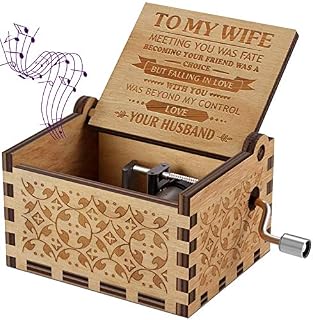 Sakruda Wooden Music Box for Wife You Are My Sunshine,Gift from Husband to Wife,Hand Crank Music Box Laser Engraving Handmade Musical Box Mechanism Antique Gift for Wife on Valentines Day,Birthday