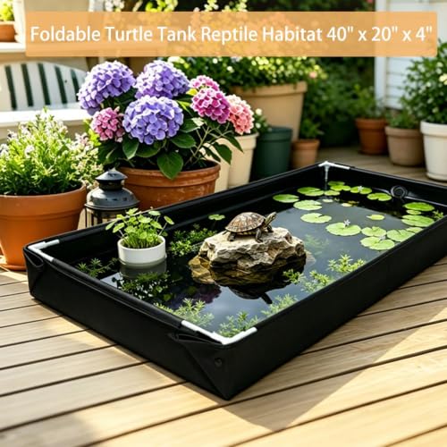 Acuario para tortugas acuáticas y hábitat para reptiles portátil en exteriores 4
