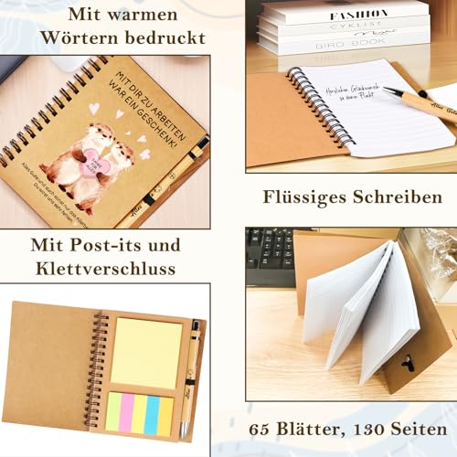 TUZELIYA Abschiedsgeschenk Kollegen, 3 STK Abschiedsgeschenk mit Notizbuch, Stift, Lesezeichen - Abschied Kollege Kollegin - Renteneintritt, Ruhestand Mann Frau, Jobwechsel Geschenk