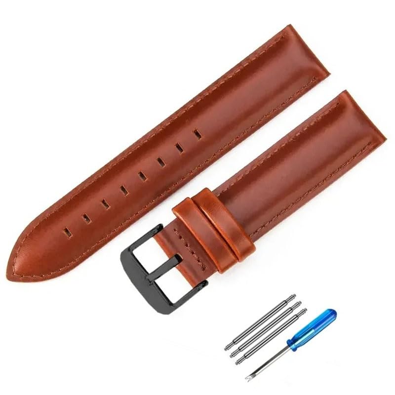 Bracelet de montre en cuir premium K4 20mm finition marron rouge