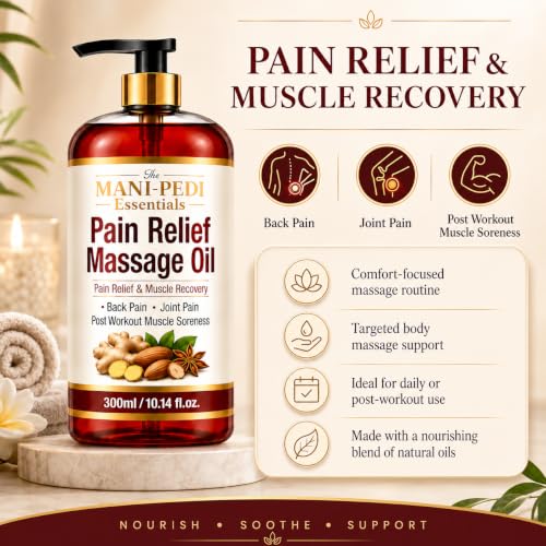 Image of TMPE Pain Relief Massage Oil for Joint & Back Pain, Muscle Soreness | Natural Healing of Ginger, Turmeric & Clove | Therapeutic Massage - 300ml (Pack of 2)
