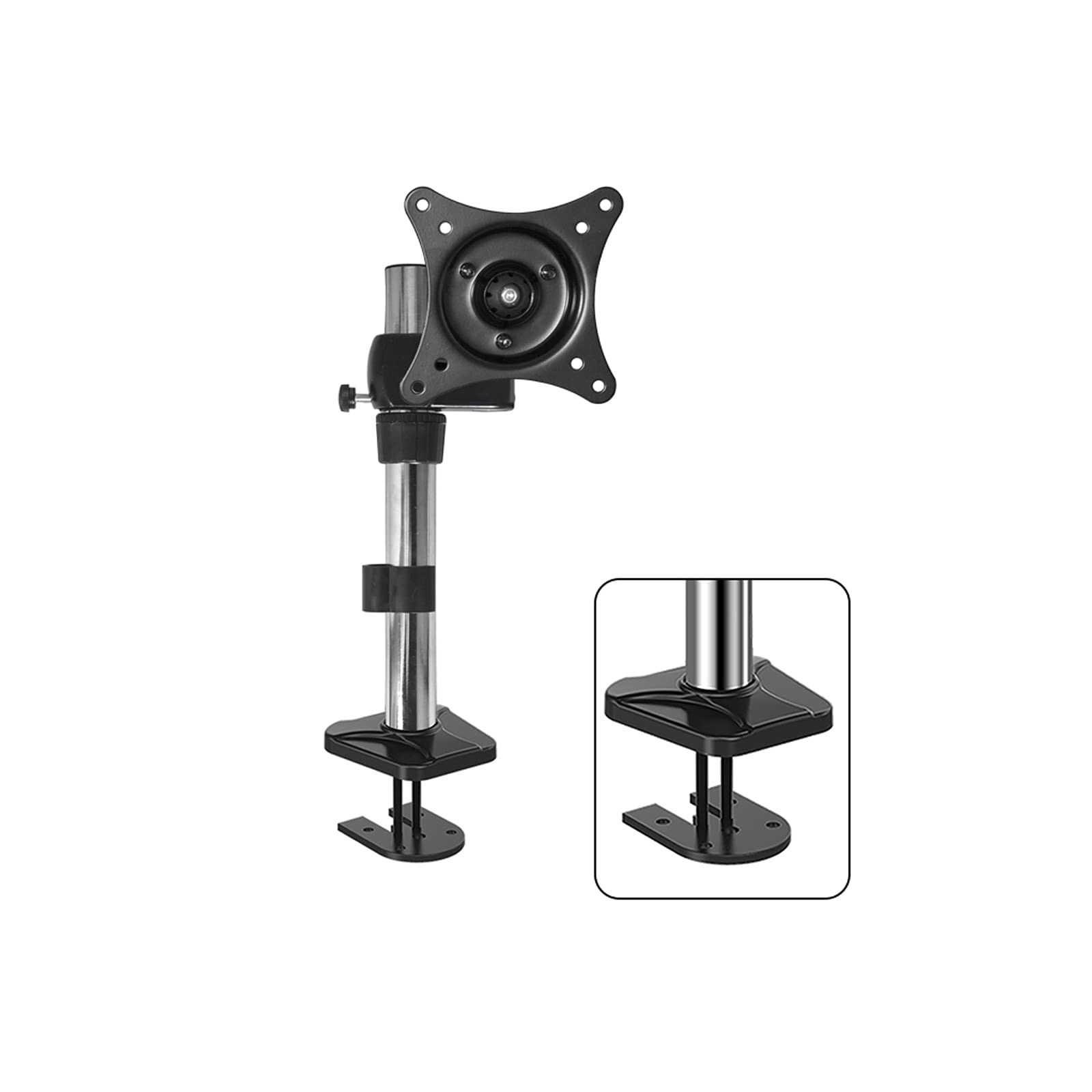 Aioneer Monitor Desk Mount Single Monitor Stand Arm Adjustable 15"-27" Long Arm Monitor Desk Mount Monitor Stand Mount With Clamp And Grommet Kit, Mount 75/100Mm Computer Monitor-A-Grommet Base