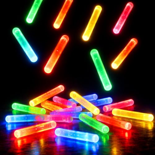 GiftExpress 200 Pcs Mini Glow Sticks Assorted Colors, Bulk Mini Glow in the Dark Sticks for Easter Eggs Filler, Easter Basket Stuffers, Easter Night Egg Hunts, Fishing Floats, Halloween Glow Party