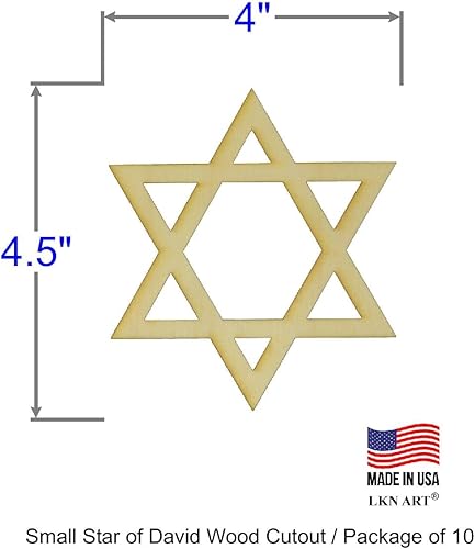Miniatura 2 de Recorte de madera hueca de estrella de David sin terminar disponible en una variedad de tamaños y grosores (grosor de 18 pulgadas, grande de 10.75 x