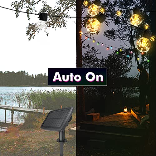 Solar Outdoor Lights Warm Colored Tunable, 50Ft Solar String Light Outdoor Waterproof - Solar Powered Patio Lights Usb Charging Solar Hanging Lights For Yard - G40 Solar Lights For Outside String #TOP5