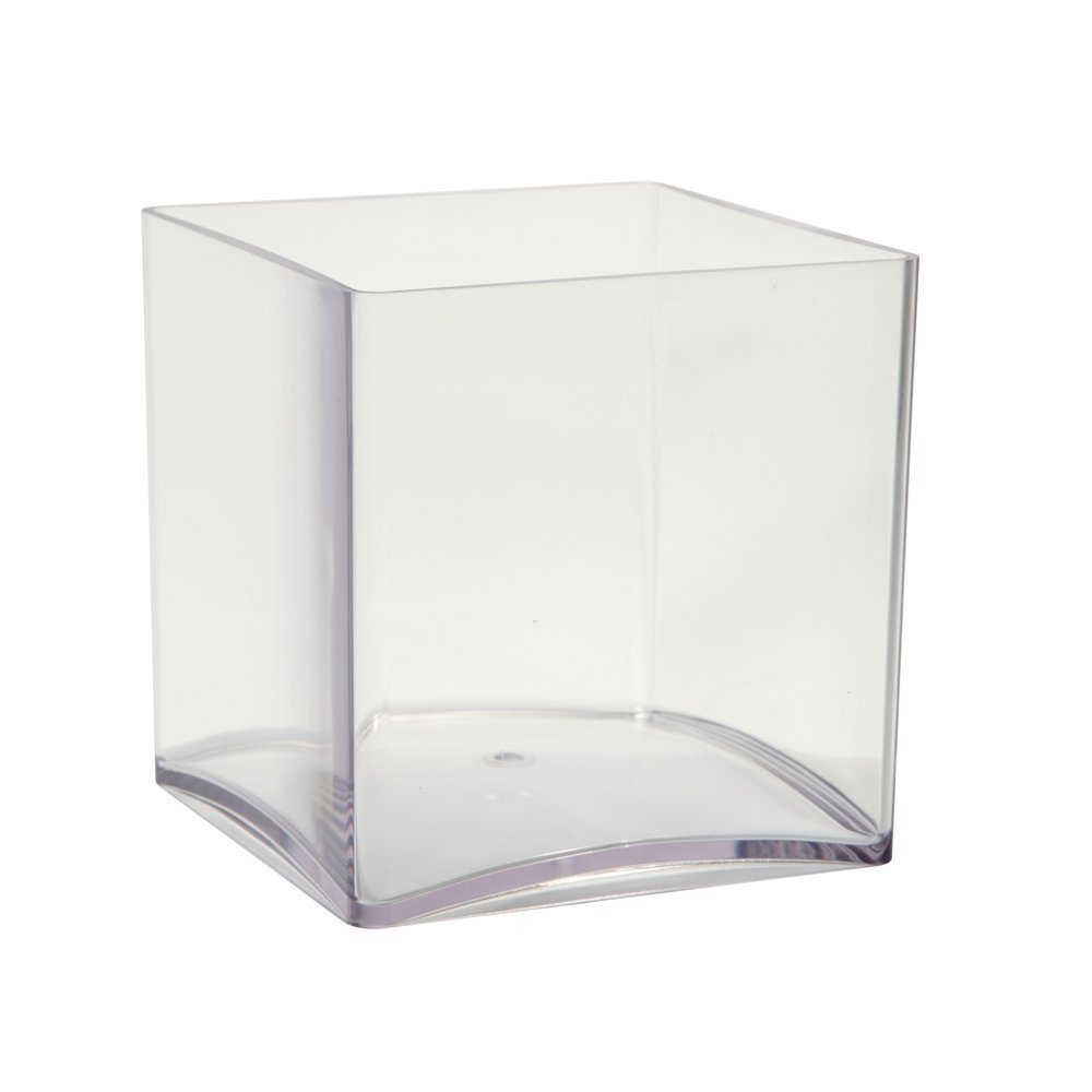 OASIS® clear acrylic cube vase (15cm) (4 Pack, Clear)