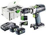 Festool 574706 Cordless Percussion Drill PDC 18/4 Li 5,2-Set GB QUADRIVE, 18 V,...