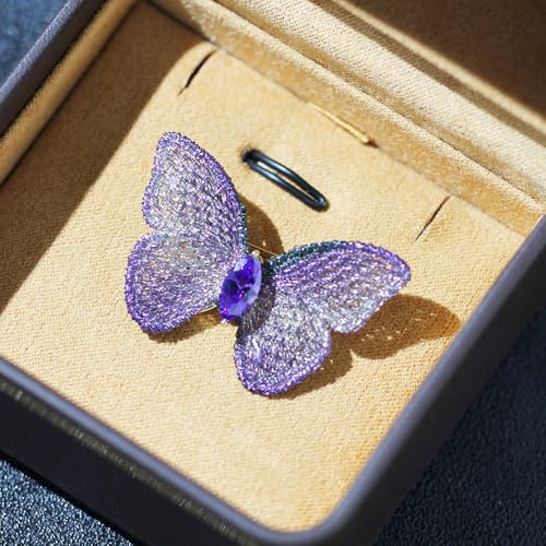 Image of Elegant Butterfly Wedding Brooch for Women Fashion Cubic Zirconia Corsage Unique Embroidery Party Elegant Insect Butterfly Lapel Pin for Suit Coat Jacket Sweater Accessories Gift Xmas Birthday