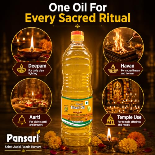 Image of Pansari Tiisari Til Oil 1000ml | Special Deepam Oil for Puja, Rituals & Festivals | Long-Lasting Aroma