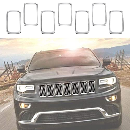 Image of JeCar Front Grille Inserts Clip-on Chrome Grill Cover ABS Trim Kit for 2014-2016 Jeep Grand Cherokee