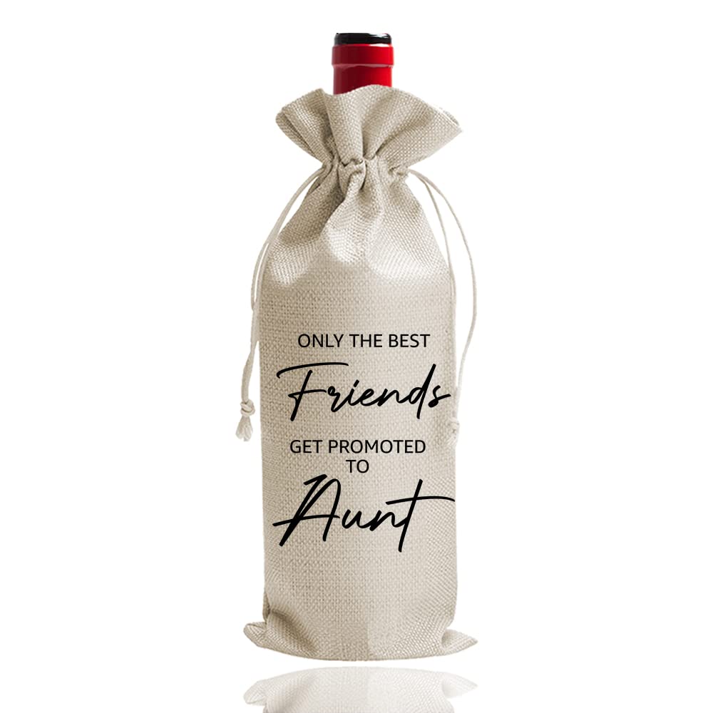 DOI-LANEE Only the Best Friend Get Promoted to Aunt Wine Bag, Pregnancy Announcement Gift, Baby Reveal Gift, Baby Announcement Wine Bag