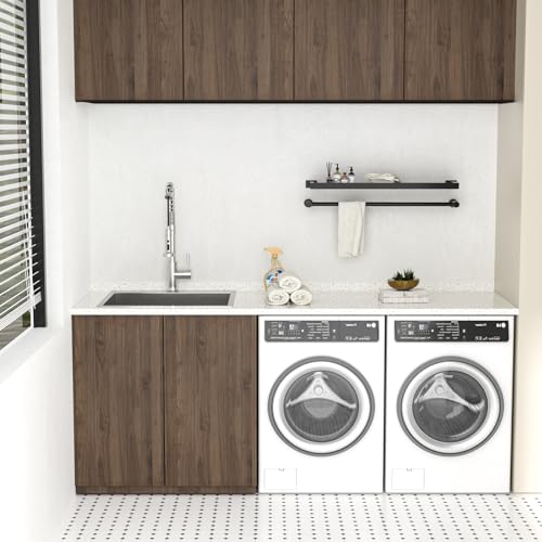Lordear Drop in Laundry Sink 22\"x22\"x12\" Deep Utility Sink Drop-in Topmount Single Bowl Sink 16 Gauge Stainless Steel Laundry Room Sinks