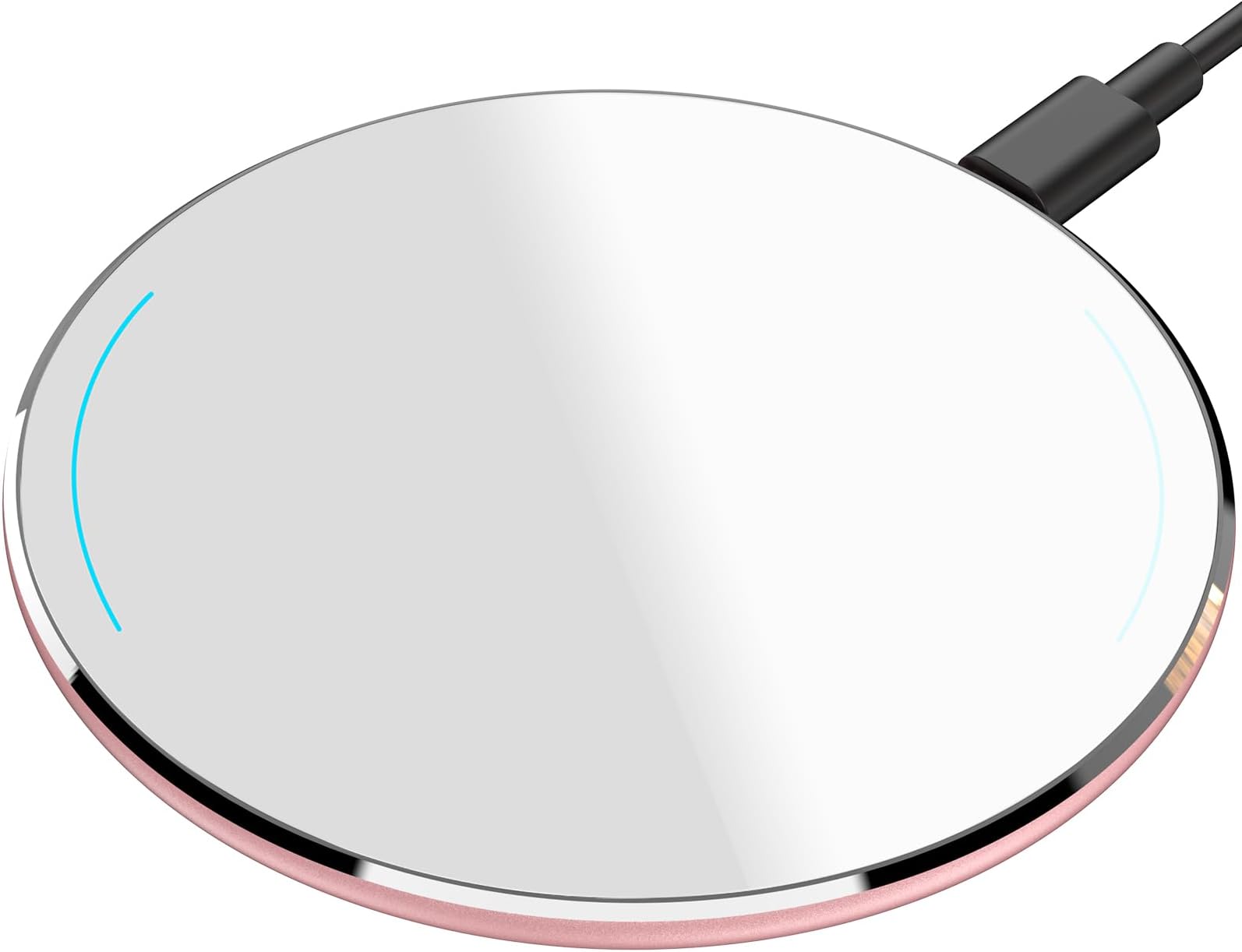 W1 Wireless Charger, 10W Qi-Certified Fast Charging Pad with Aviation Aluminum Computer Numerical Control Technology Compatible with iPhone 14 13 12 Series, Samsung Galaxy Series (NO AC Adapter)