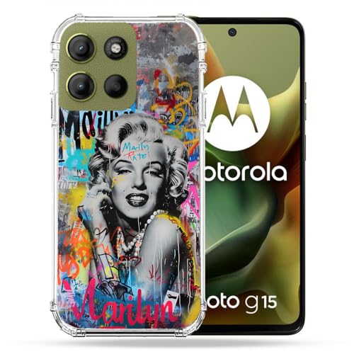 Coque Motorola G15 antichoc Maryline Monroe étui rigide Street Art