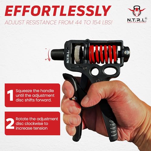 N.T.R.L.® Hand Grip Strengthener & Forearm Trainer – Grip Strength Tester & Hand Exerciser for Workout, Rehab, Climbing, Martial Arts, Guitar & More – Adjustable Resistance Grip Trainer - Image 5