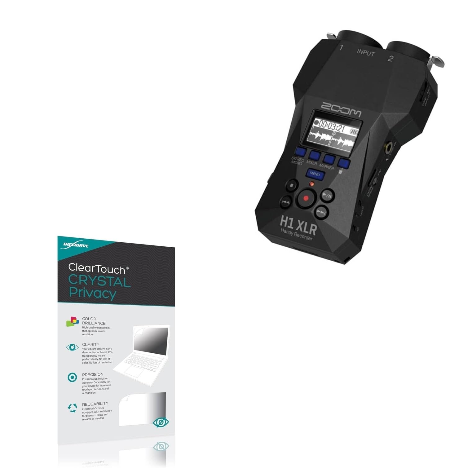 BoxWave Screen Protector Compatible with Zoom H1 XLR - ClearTouch Crystal Privacy (2-Pack), Privacy Screen Protector Flexible Film Clear