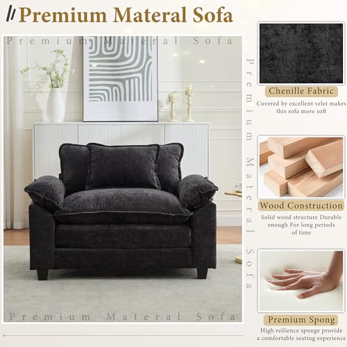 Sillón Plegable Chenille Negro miniatura 6
