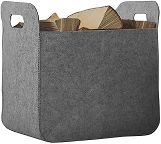 Rubberneck Storage Basket with Handles, Foldable Felt Box Small, 25 x 35 x 35 cm (Grey)