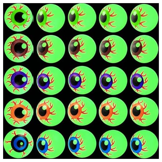 YOOHUA GXXMEI 30PCS 1.34In Plastic Halloween Eyeballs Glow in The Dark Eyeball for Kids Toys, Fake Eye Balls for Halloween Party Favors Goody Bag Fillers Terror Props (5 Colors)