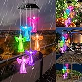  Wind Chime móviles Luces solares con carillón de Viento,lámpara de jardín Solar Colgante Impermeable, Campanas de Viento Que cambian de Color,candelabro,para yardo, Patio, jardín, Festival (Angel)