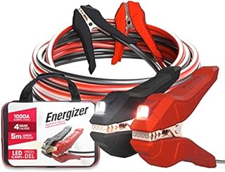 Energizer Booster Cables Jump Leads, 5 Meters 25mm² 1000 Amp, Jump Starter Cable with Emergency Flashlight, Heavy Duty Jumper Cables for Petrol & Diesel Cars Vans Trucks - Storage Bag Included