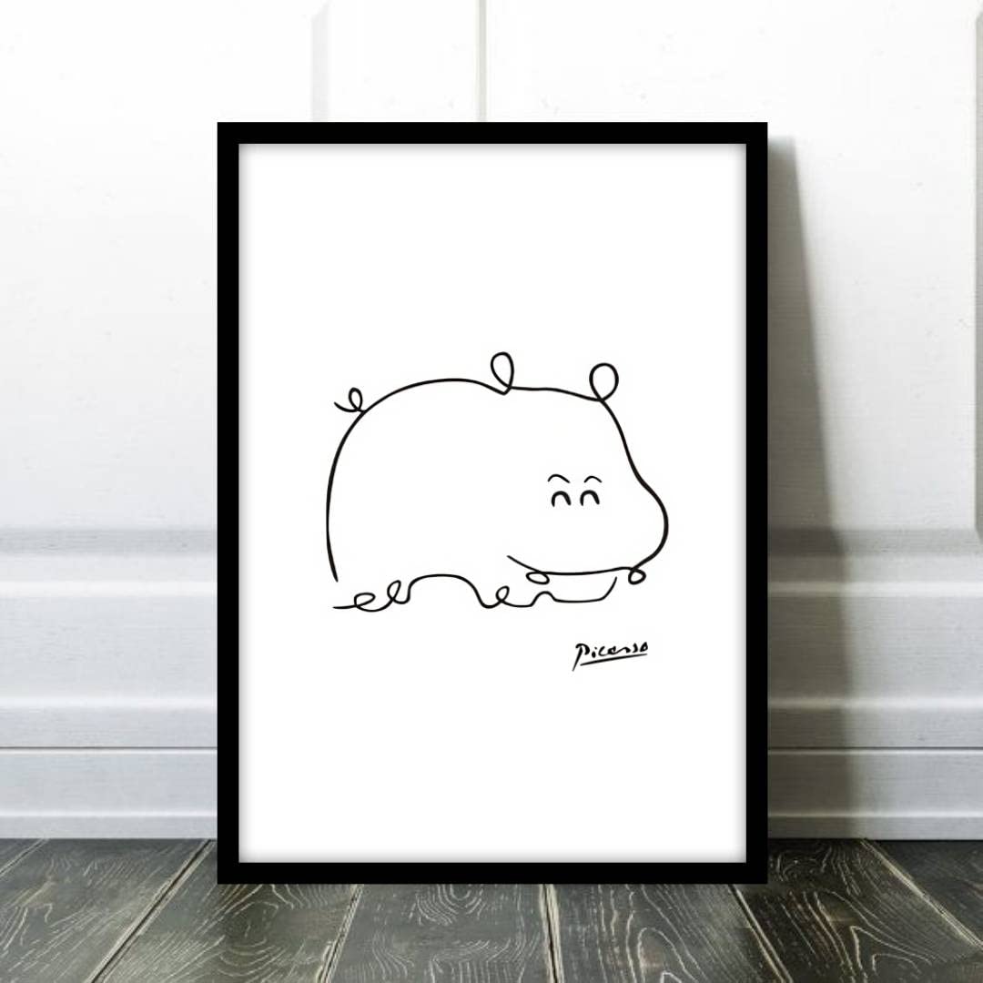 Amazon.co.jp: ピカソ かばの絵 A4サイズ フレーム付き アートポスター