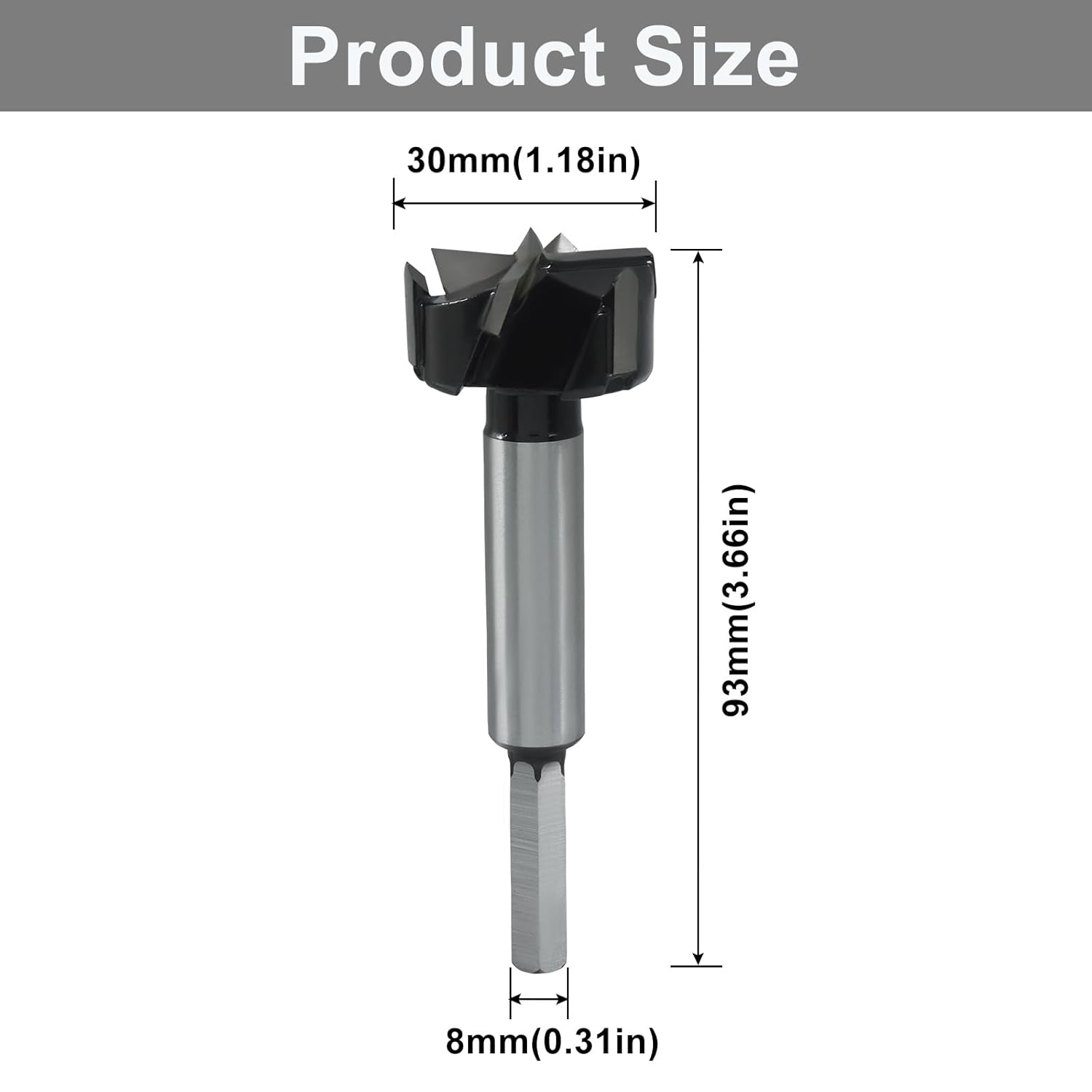 Forstner Drill Bits 30mm (1-3/16 inch), 3-Cutter Tungsten Carbide Wood Hole Saw Auger Opener Woodworking Tool, Upgraded Higher Hardness Cutter for Woodworking/DIY Enthusiasts.