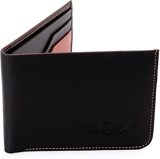 محفظة من كروسلاند مصنوعة من الجلد الطبيعي للرجال، بتصميم عصري باللون الأسود، مع حماية RFID و6 فتحات للبطاقات