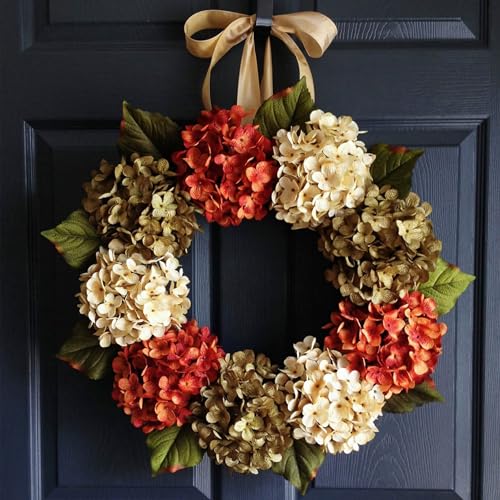 20 inch Autumn Door Wreath Hydrangea Wreaths Fall Wreath for Fron...