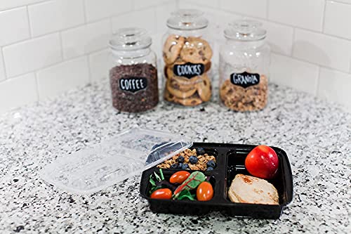 Kitchen Round Clear Glass Airtight Lids Chalkboard Canister Jar (Set Of 3) With 3 Stick On Labels And Chalk Small #TOP4