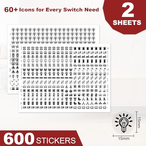 Image of GLUN 600 Monochrome Black Switch Board Stickers 60+ Icons | Luxury Vinyl Decorative Switch Stickers for Home, Hotel & Office | Self Adhesive, Waterproof & Removable