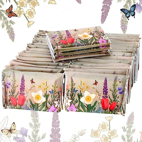 Image of Geyee 50 Pack Travel Tissue Packets Facial Paper Napkins, Retro Flower