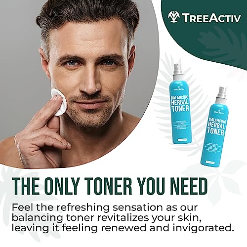 TreeActiv Balancing Herbal Toner, 4 oz, Witch Hazel Toner for Face with Rose Water, Clary Sage Water, and Tea Tree Water, Facial Toner for Oily Skin and Acne-Prone Skin, Hydrating Toner for Face