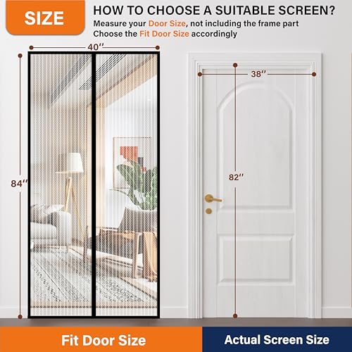 Image of Magnetic Screen Door, Door Screen Magnetic Closure-Keeps Bugs Out Let Breeze in, Heavy Duty Mesh - Pet and Kid Friendly, Works with Front Doors, Sliding Doors Fit Door Size 38 x 82 in