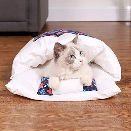 Ninhada de gato japonês saco de dormir de gato fechado removível e lavável colcha de gato inverno qu