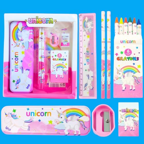 Image of SHAKTISM Stationery Gift Set - Pack of 7 Pcs, Stationery Items for Kids Useful Gift Kawaii Stationery for Kids Return Gift School Accessories for Kids (Unicorn Stationary Set New)